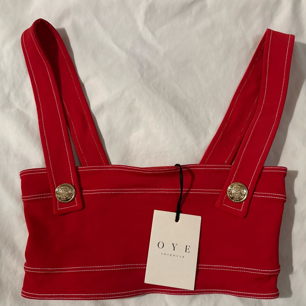 OYE Red Bandeau Lavinia Top with Gold Accents